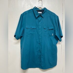 Fisherman Columbia Men's Teal Short Sleeve Shirt size large